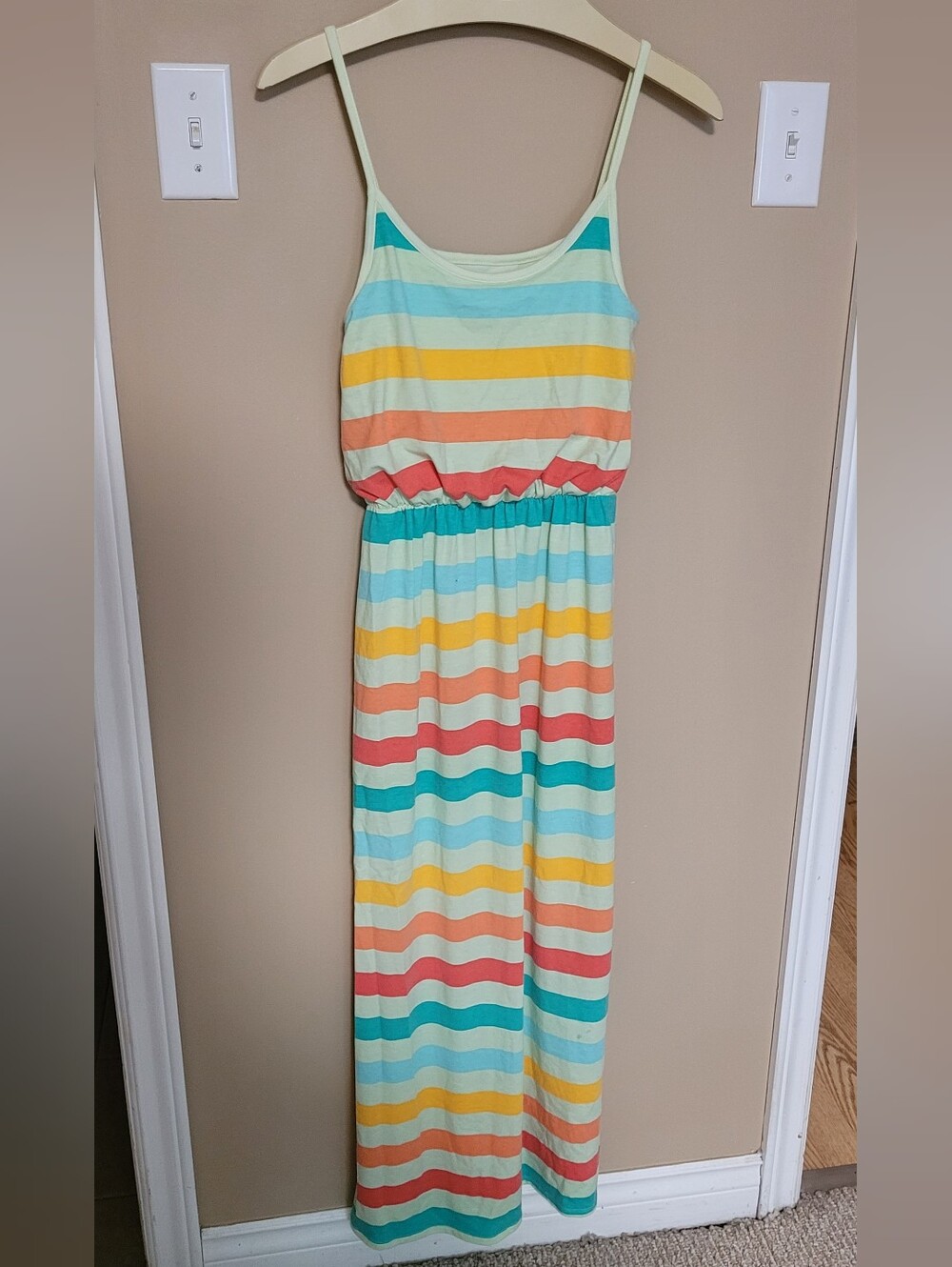 💜2 for $10💜 Bundle and save Pastel Stripe Maxi Dress in Mint, Coral, Yellow